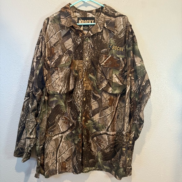 Rocky Brown Camouflage Outdoor Button Front Shirt 2Xl - Picture 1 of 5